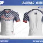 USA Hawks youth replica jersey mockup with IVY printed on the back