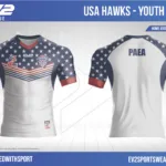 USA Hawks youth replica jersey mockup with PAEA printed on the back